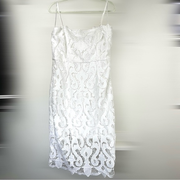 Lace Sheath Dress in White Size 12/XL Elegant Winter Soft Luxury Quiet Luxury - Picture 12 of 13
